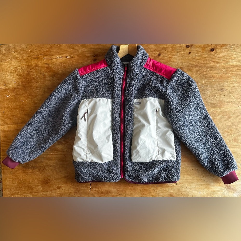 Figs Selwyn Sherpa Jacket Bomber Full Zip Gray Pink Size XS